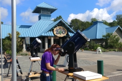 LSU Volunteer Aligns Telescope for Solar Viewing